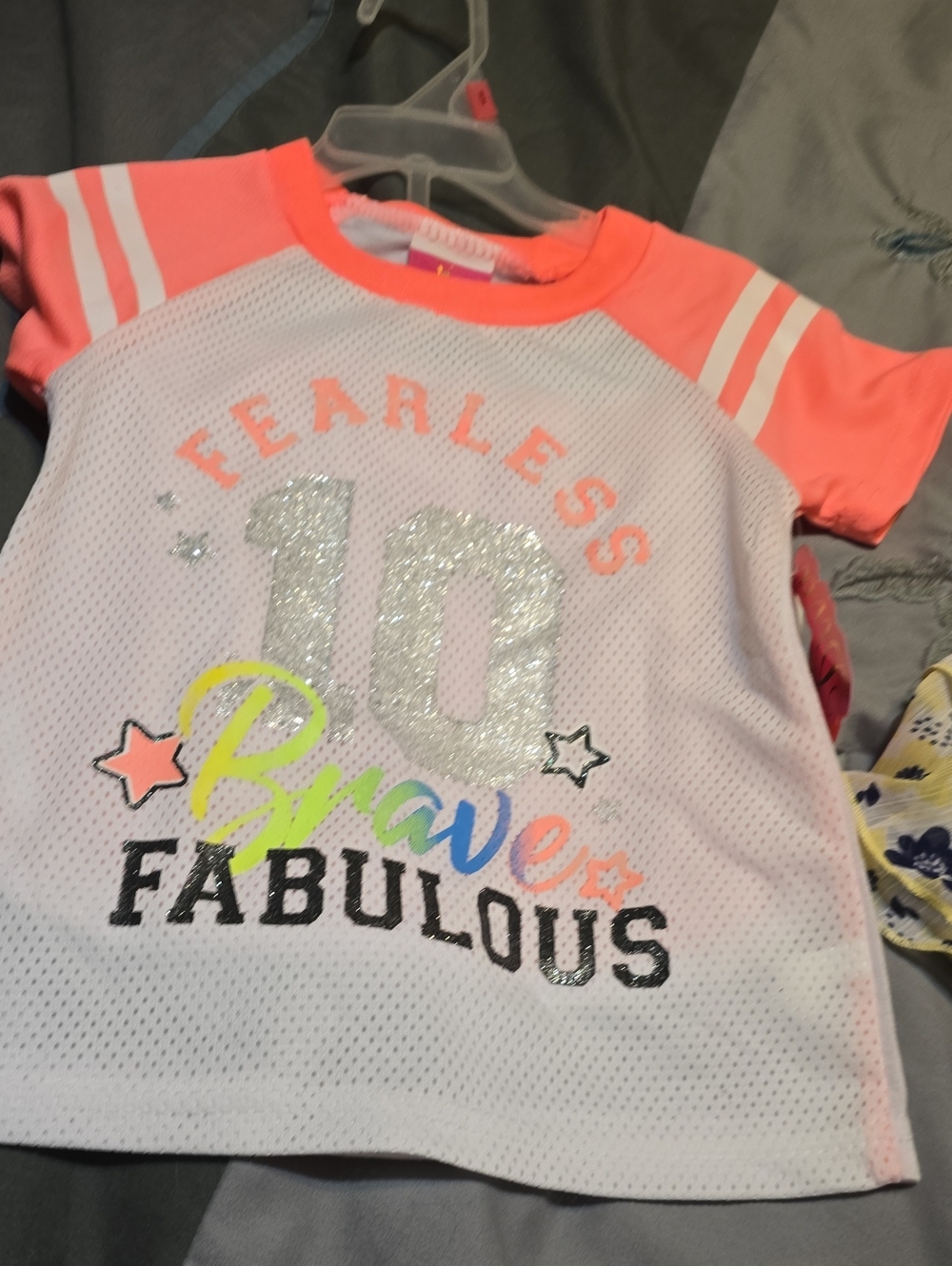 Diva White Tee with Neon Pink Sleeves and Glitter Graphic